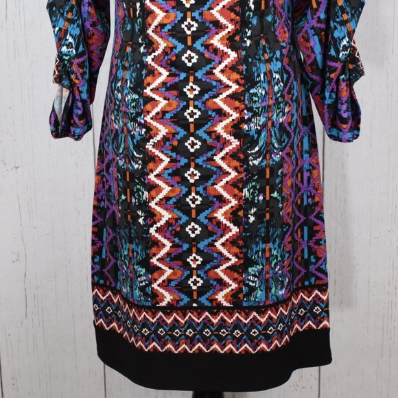 Laundry by Shelli Segal Retro Geometric Long Sleeve Shift Dress 4 - Picture 9 of 10